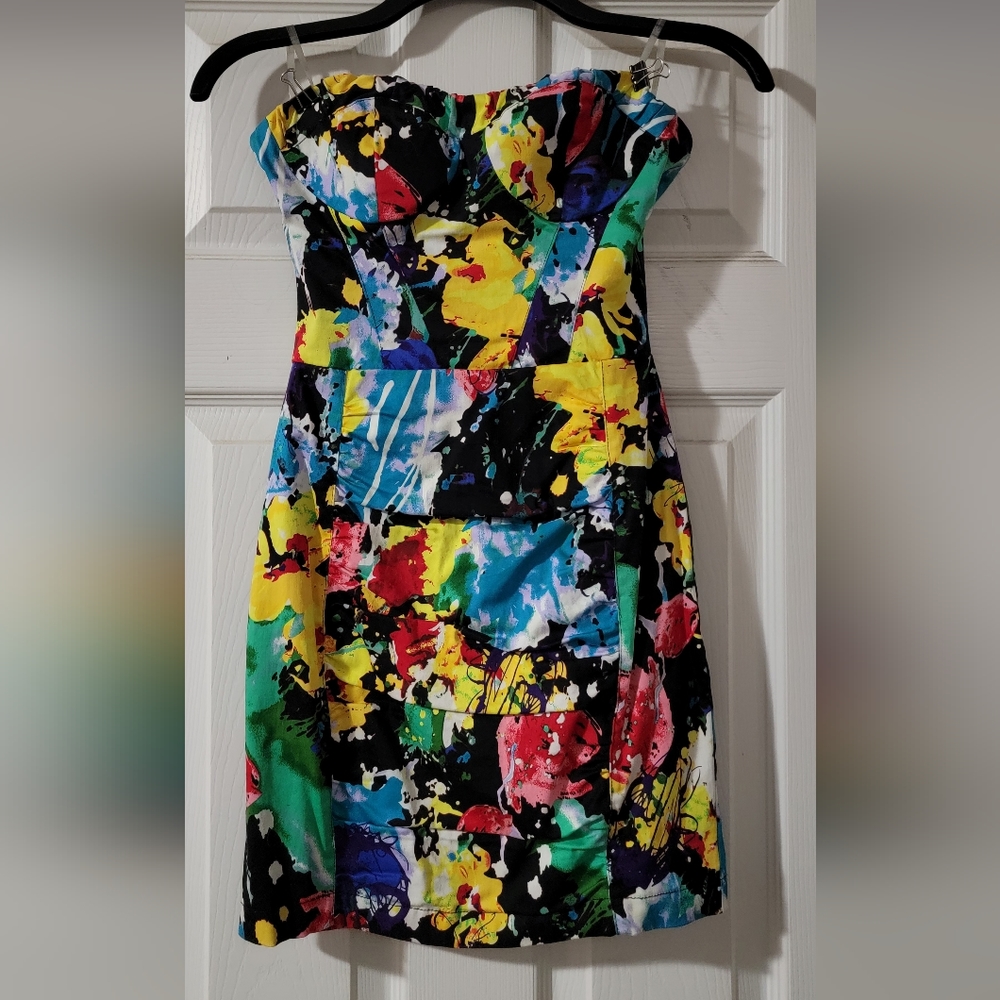 Strapless multi-colored dress